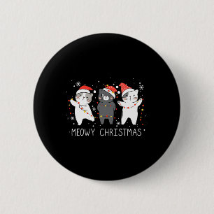 Badge Rond 5 Cm Meowa Catmas Chat Noël Cute Chats Lover Père Noël