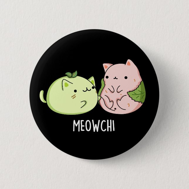 Badge Rond 5 Cm Meowchi Funny Mochi Pun Dark BG (Devant)