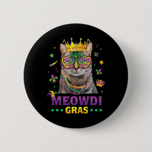 Badge Rond 5 Cm Meowdi Gras Mardi Gras Amoureux des chats Nouvelle