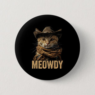 Badge Rond 5 Cm Meowdy Chat Chemise Meowdy Cowboy Chat Pays Ouest