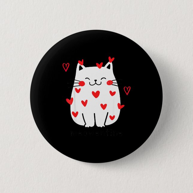 Badge Rond 5 Cm Meowentine Cute Cat Valentines Day Men Women Cat D (Devant)