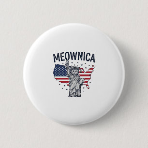 Badge Rond 5 Cm Meownica Chat Patriotique Design Vectoriel Vintage