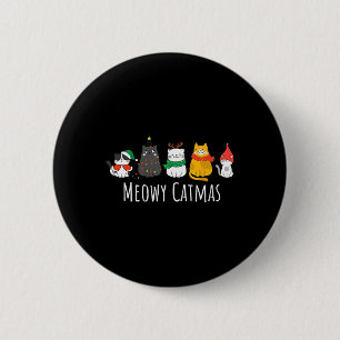 Badge Rond 5 Cm Meowo Catmas Cute Chat Santa Hat Noël Kitten X