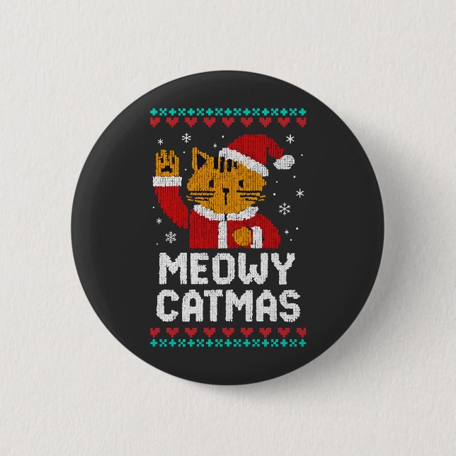 Badge Rond 5 Cm Meowy Catmas (Devant)