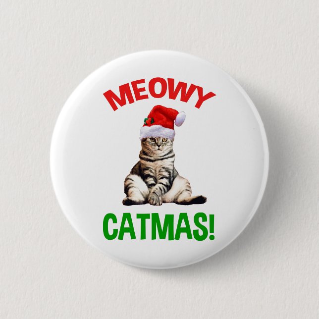 Badge Rond 5 Cm Meowy Catmas ! (Devant)