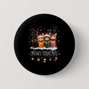 Badge Rond 5 Cm Meowy Catmas Chat Noël Mignon Chatons Chats Père N