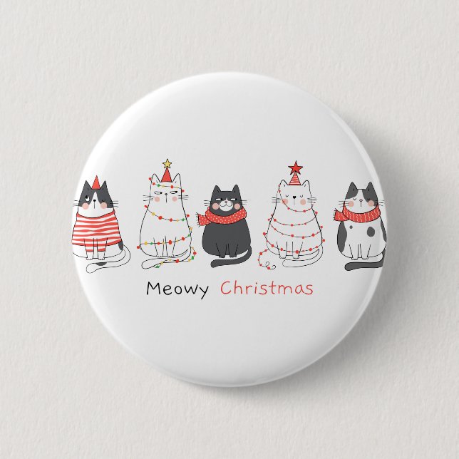 Badge Rond 5 Cm Meowy Christmas Cats (Devant)