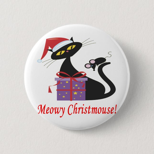 Badge Rond 5 Cm Meowy Christmouse (Devant)
