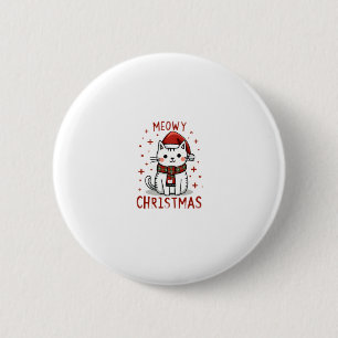 Badge Rond 5 Cm Meowy Noël Amoureux des chats Funny Festive Vacanc