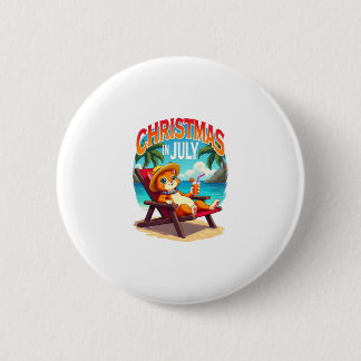 Badge Rond 5 Cm Meowy Xmas Summer Christmas In July Chillin Cool C