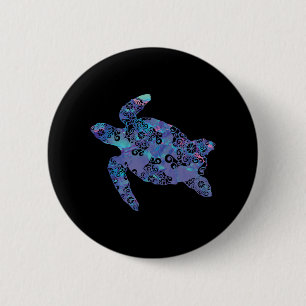 Badge Rond 5 Cm Mer Tortue Mandala Magique Couleur Lumière Art