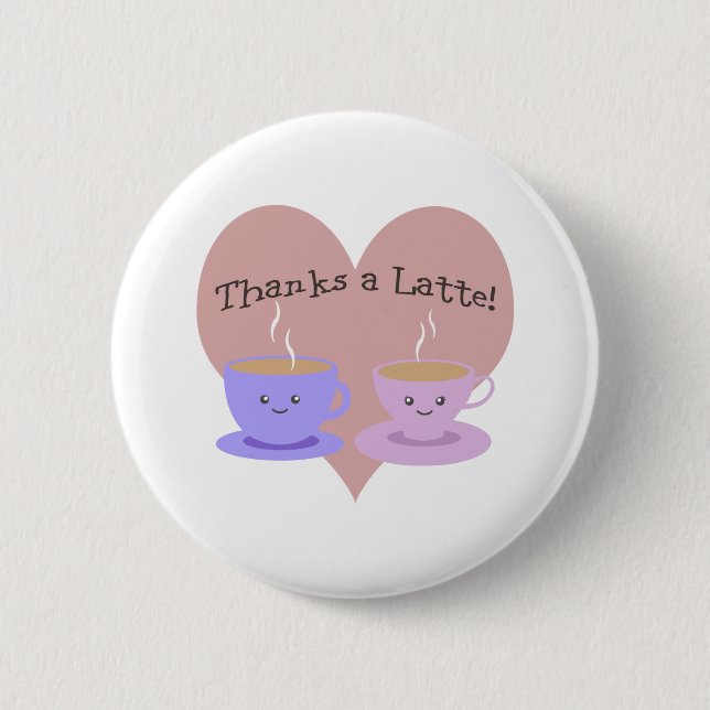 Badge Rond 5 Cm Merci à Latte (Devant)
