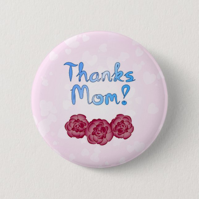 Badge Rond 5 Cm Merci à Maman avec Carnation Flower pour la fête d (Devant)