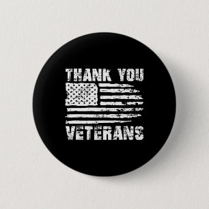 Badge Rond 5 Cm Merci Anciens Combattants Drapeau Américain Fiers