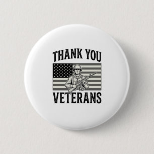 Badge Rond 5 Cm Merci aux vétérans Vintage Flag Soldat Chemise Des