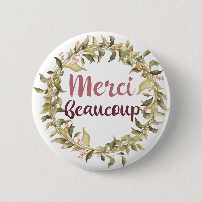 Badge Rond 5 Cm Merci Beaucoup Merci Français (Devant)