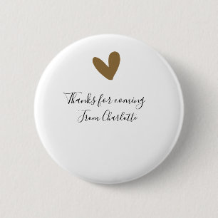 Badge Rond 5 Cm merci d'être venu/e nom à ajouter message texte cœ