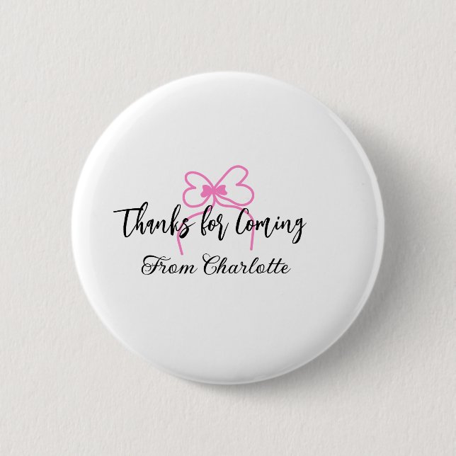 Badge Rond 5 Cm merci d'être venu nom à ajouter message texte arc  (Devant)