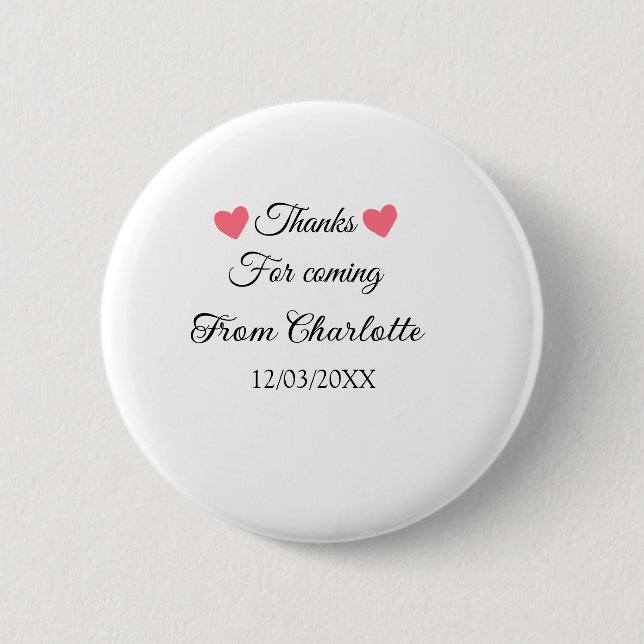Badge Rond 5 Cm merci d'être venu nom du texte du message  (Devant)