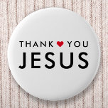 Badge Rond 5 Cm Merci Jésus | Coeur de foi chrétienne moderne<br><div class="desc">Christien simple et élégant "merci Jésus" cite le design d'art dans une typographie moderne minimaliste en noir avec un design de coeur rouge mignon. Ce design de foi moderne et tendance est le cadeau ou l'accessoire parfait. #christian #religion #foi #bible #jesus #bethelight</div>