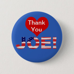 Badge Rond 5 Cm Merci JOE ! En bleu avec indicateur