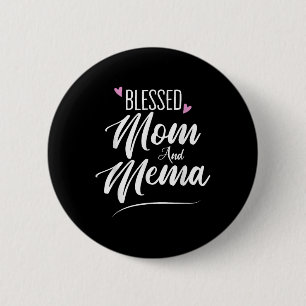 Badge Rond 5 Cm Merci Maman Et Mema Grand-Mère Grand-Mère Coeur Mo