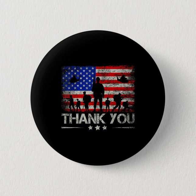 Badge Rond 5 Cm Merci Patriotique Memorial Day 4 juillet Usa F (Devant)