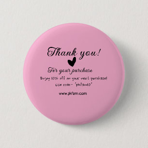 Badge Rond 5 Cm Merci pour l'achat des détails de la famille rose