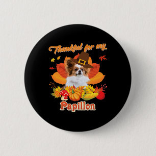 Badge Rond 5 Cm Merci pour mon chien Papillon Thanksgiving Je suis