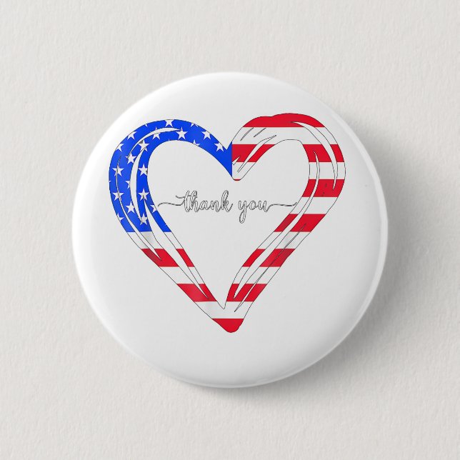 Badge Rond 5 Cm Merci pour votre drapeau Service American (Devant)