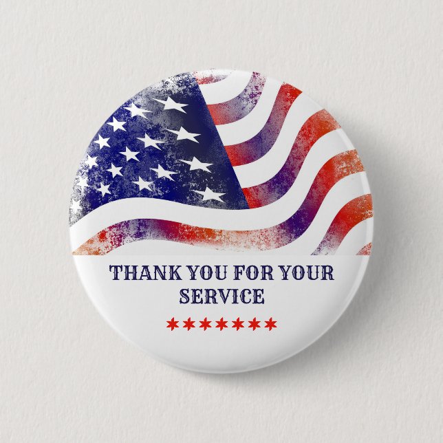 Badge Rond 5 Cm Merci Pour Votre Service American Flag (Devant)