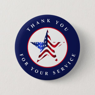 Badge Rond 5 Cm Merci pour votre service Patriotique bouton