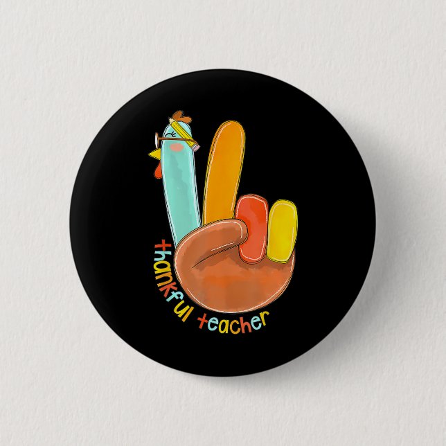 Badge Rond 5 Cm Merci Professeur amusant Thanksgiving Peace Hand S (Devant)