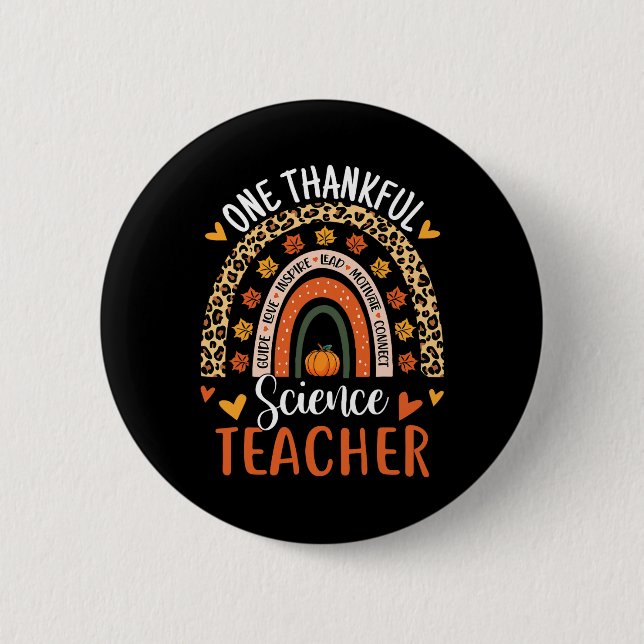Badge Rond 5 Cm Merci professeur de sciences Thanksgiving Rainbow  (Devant)