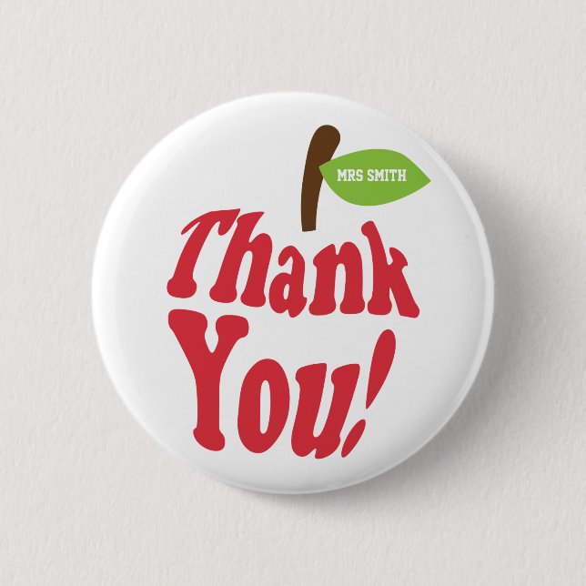 Badge Rond 5 Cm Merci Red Apple pour l'appréciation des enseignant (Devant)