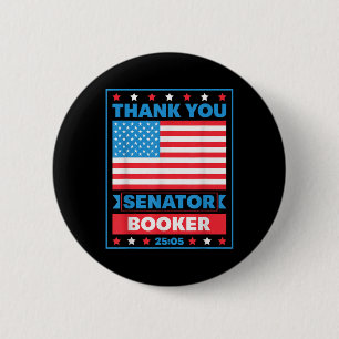Badge Rond 5 Cm Merci Sénateur Cory Booker 25 Heures Et 5 Minut
