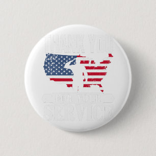 Badge Rond 5 Cm Merci Service vétéran salue Patriot Militaire