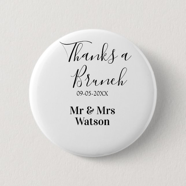 Badge Rond 5 Cm Merci un brunch nom date simple après mariage  (Devant)