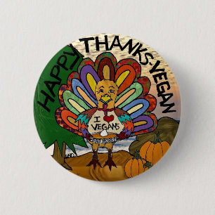 Badge Rond 5 Cm Merci Vegan Thanksgiving Turquie