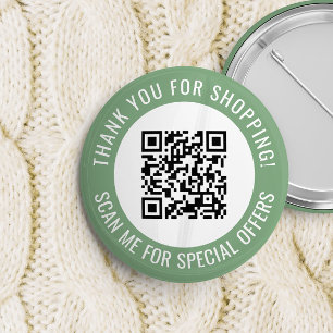 Badge Rond 5 Cm Merci vert et me scanner Code QR promotionnel