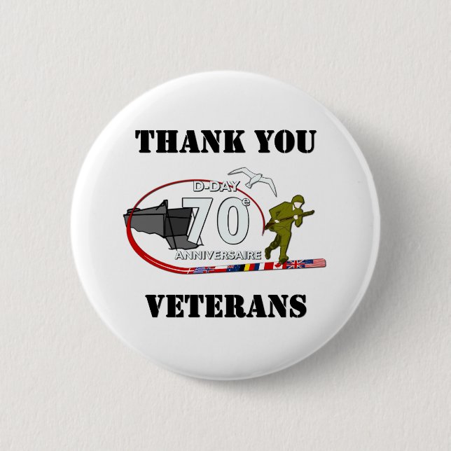Badge Rond 5 Cm Merci vétérans - Thank you veterans (Devant)