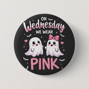 Badge Rond 5 Cm Mercredi, Nous Portons Le Crâne D'Halloween Éffray