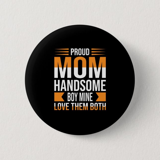 Badge Rond 5 Cm Mère Art Fière Maman Belle Garçon (Devant)
