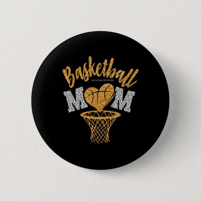 Badge Rond 5 Cm Mère de basket-ball Mère Leopard Basketball Senior (Devant)