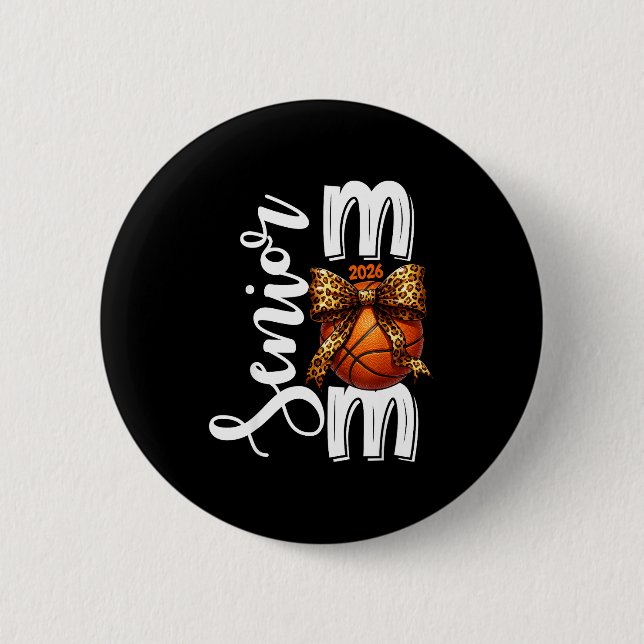 Badge Rond 5 Cm Mère de basket-ball senior classe 2026 Graphisme (Devant)