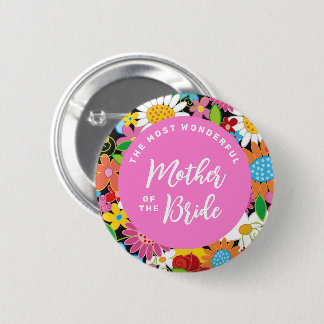Badge Rond 5 Cm MÈRE DE LA MARIÉE Étiquette de nom de mariage Fleu