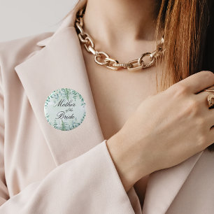 Badge Rond 5 Cm Mère de la mariée eucalyptus verdure forêt 