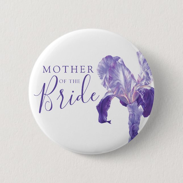 Badge Rond 5 Cm Mère de la mariée iris mariage violet (Devant)