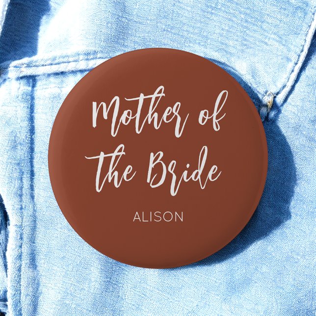Badge Rond 5 Cm Mère de la mariée mariage marron blanc (Créateur téléchargé)