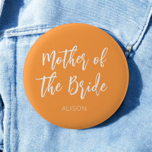 Badge Rond 5 Cm Mère de la mariée Orange Blanc Automne